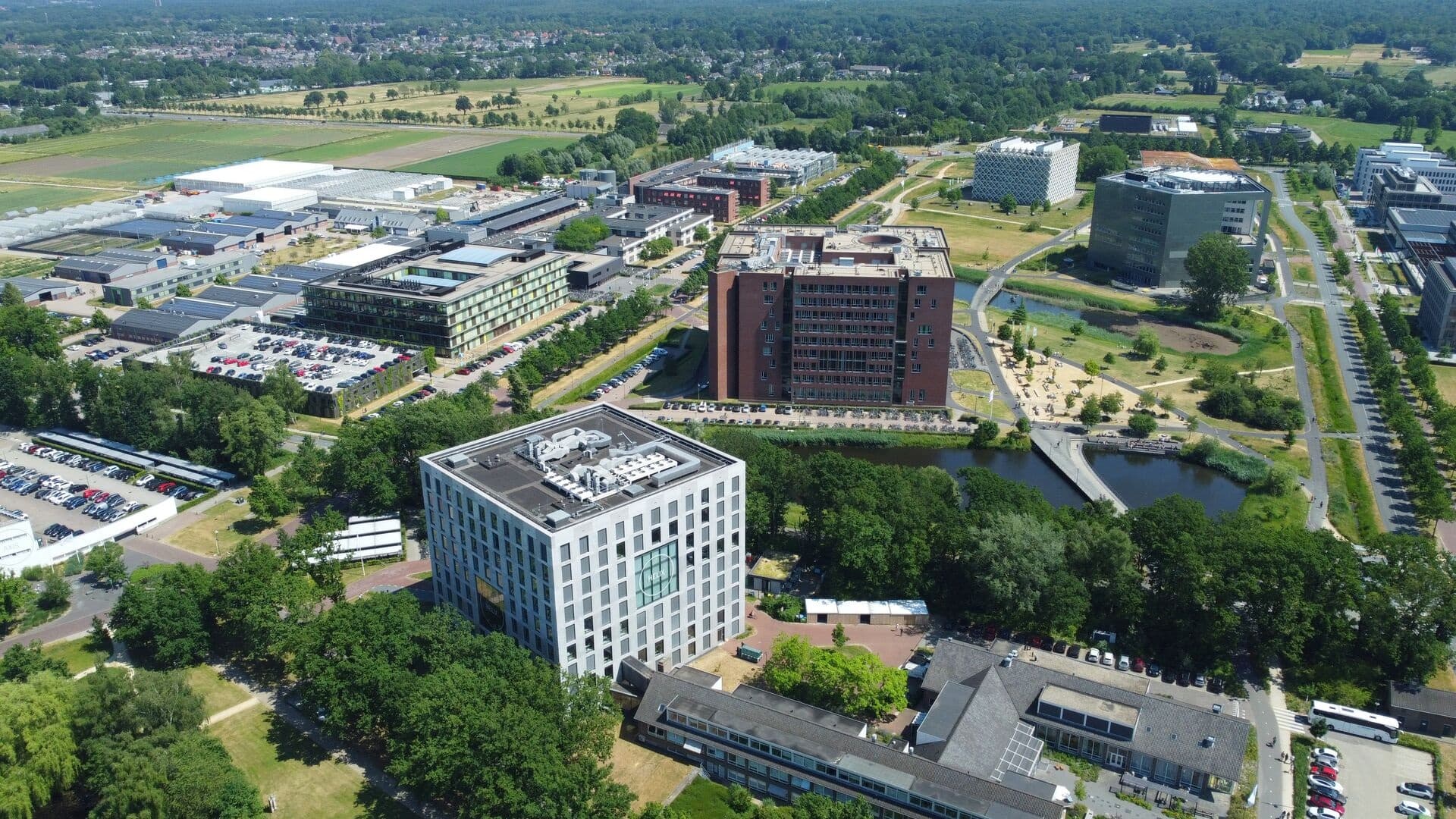 Wageningen campus from above in summer